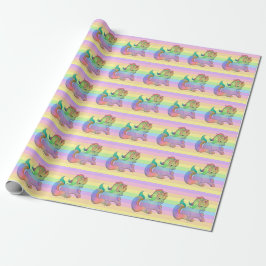 Rainbow Unicorn Pastel Stripe Presentpapper