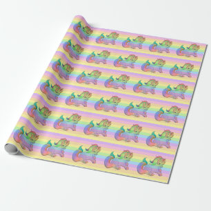 Rainbow Unicorn Pastel Stripe Presentpapper