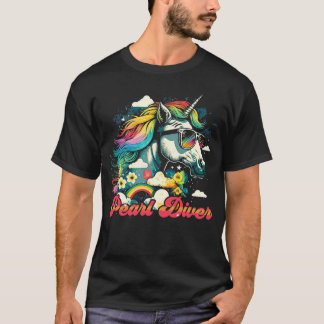 Rainbow Unicorn Pearl Diver T Shirt