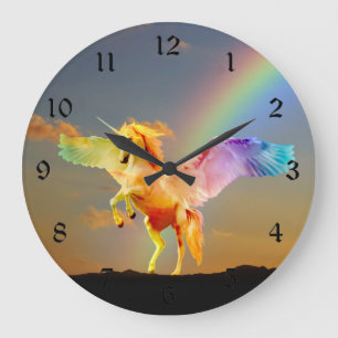 Rainbow unicorn pegasus stor klocka