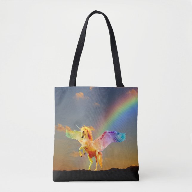 Rainbow unicorn pegasus tygkasse (Framsida)