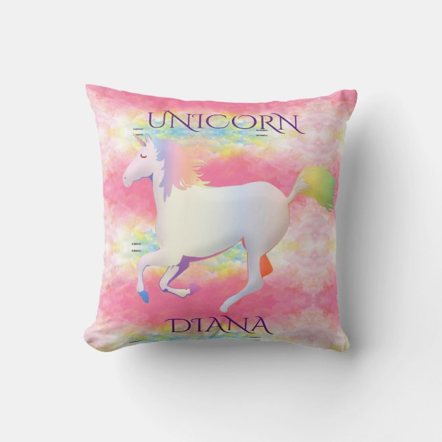 Rainbow Unicorn personlig dekorativ kudde. Kudde (Framsida)
