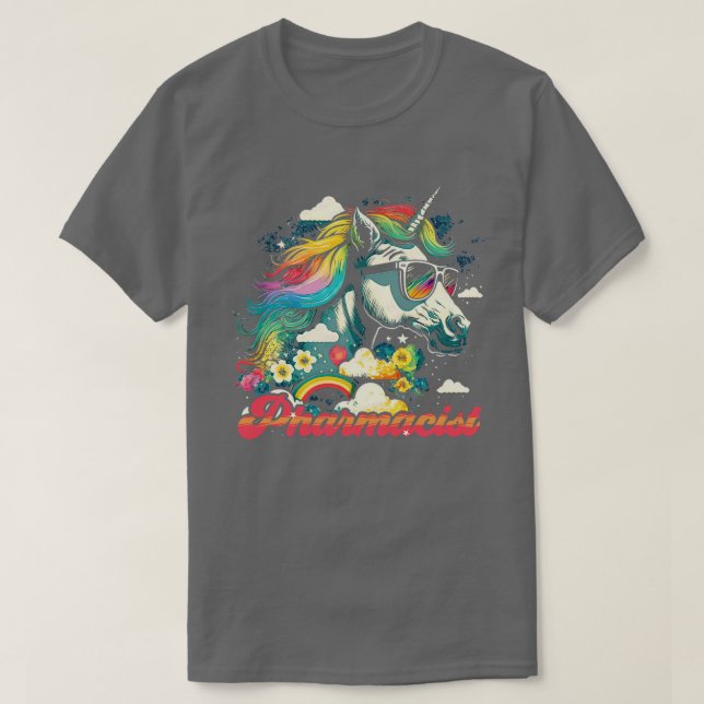 Rainbow Unicorn Pharmacist T Shirt (Design framsida)