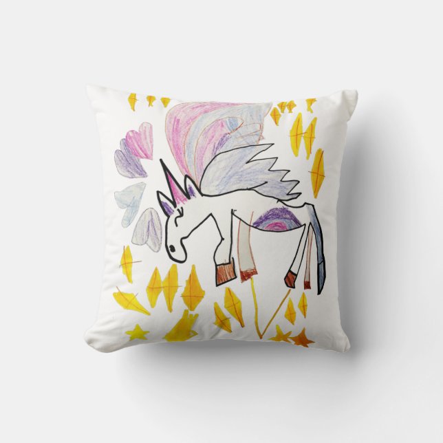 Rainbow Unicorn Pillow Kudde (Framsida)