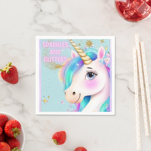 Rainbow Unicorn Planner Guld Glitter Rosa Pappersservett (Insitu)