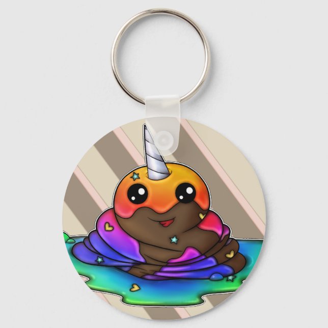 Rainbow Unicorn Poop Nyckelring (Framsida)