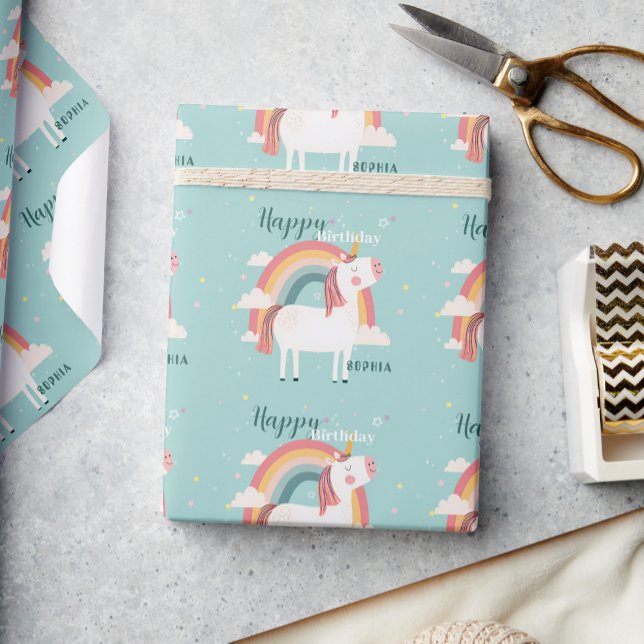 Rainbow Unicorn Presentpapper (Skapare uppladdad)