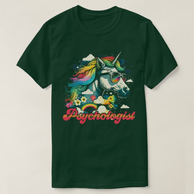 Rainbow Unicorn Psycholog T Shirt (Design framsida)