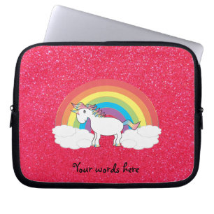 Rainbow unicorn rosa glitter laptop sleeve