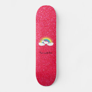 Rainbow unicorn rosa glitter mini skateboard bräda 18,7 cm