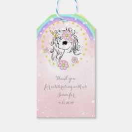 Rainbow Unicorn rosa guld tack för att du föredrar Presentetikett