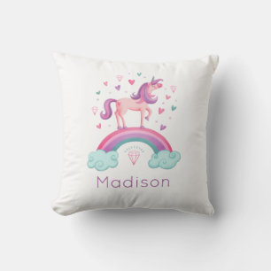 Rainbow Unicorn Rosa Lila Girly Kudde