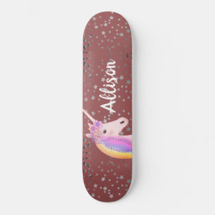 Rainbow Unicorn Rosa ros Girls Personlig Mini Skateboard Bräda 18,5 Cm