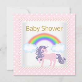 RAINBOW UNICORN ROSA WHITE BABY SHOWER-INBJUDANDE INBJUDNINGAR