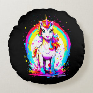 Rainbow unicorn rund kudde