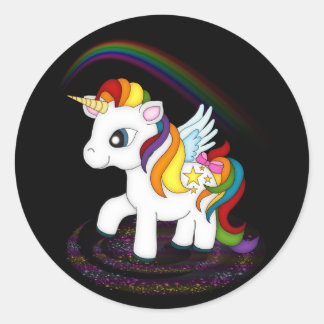 Rainbow Unicorn Runt Klistermärke