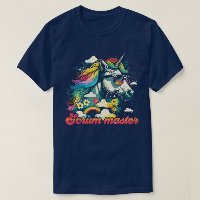 Rainbow Unicorn Scrum Master T Shirt (Design framsida)