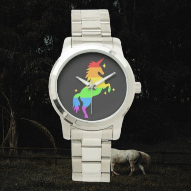 Rainbow Unicorn Silver Watch Armbandsur (Skapare uppladdad)