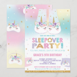 Rainbow Unicorn Sleepover Födelsedagsfest Pajama Inbjudningar