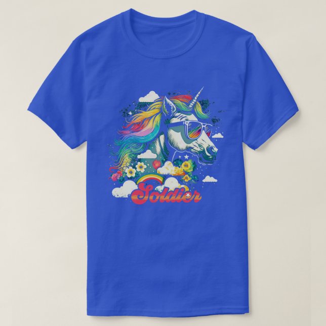 Rainbow Unicorn Soldier T Shirt (Design framsida)