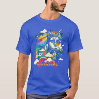 Rainbow Unicorn Soldier T Shirt