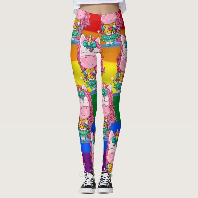 Rainbow Unicorn Sparkles Leggings (Framsida)