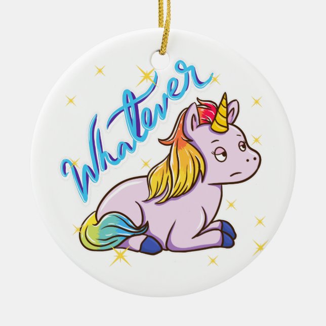 Rainbow Unicorn Spelar ingen roll Helgdag Julgransprydnad Keramik (Framsidan)
