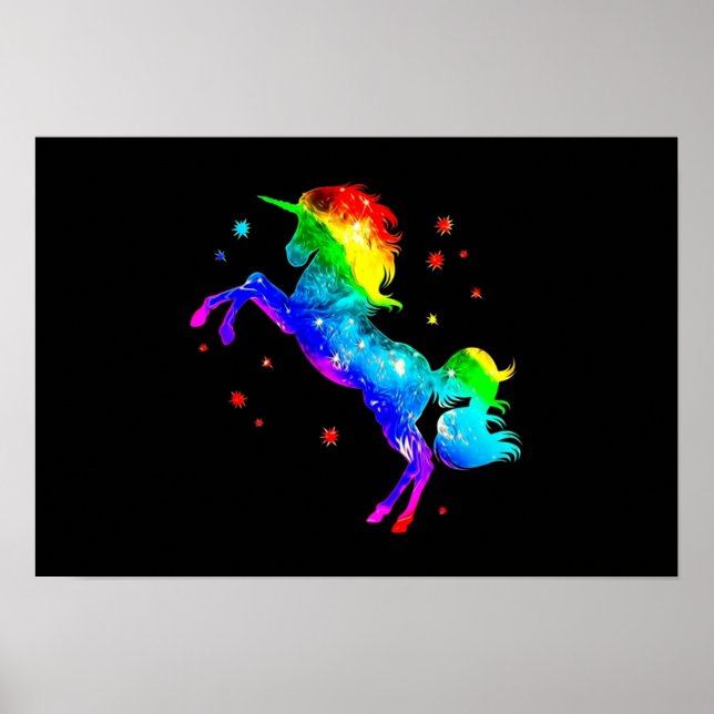 Rainbow Unicorn stars galaxy stil space Poster (Framsidan)
