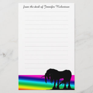 Rainbow Unicorn Stationery w/linjer Brevpapper