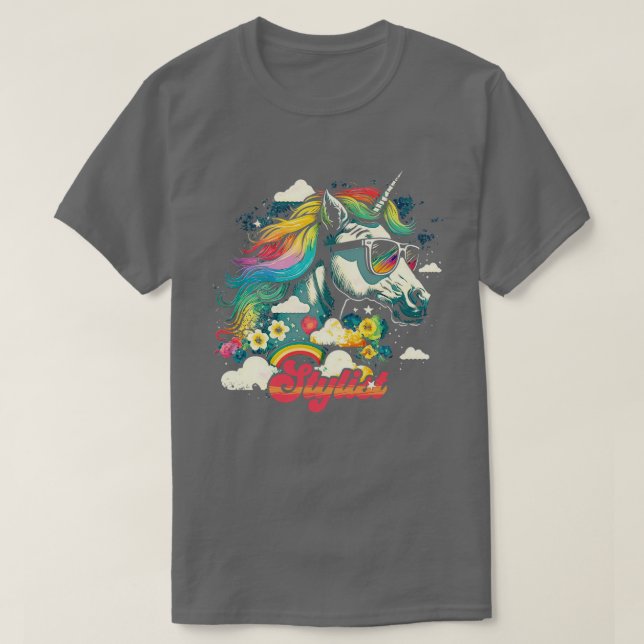 Rainbow Unicorn Stylist T Shirt (Design framsida)