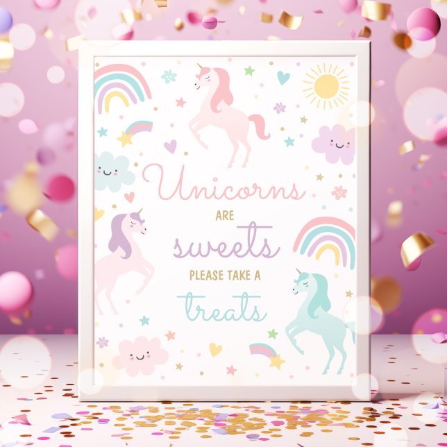 Rainbow Unicorn Sweets and Treats Födelsedagsfest Poster (Skapare uppladdad)