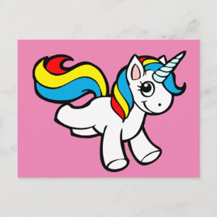 Rainbow unicorn toon vykort