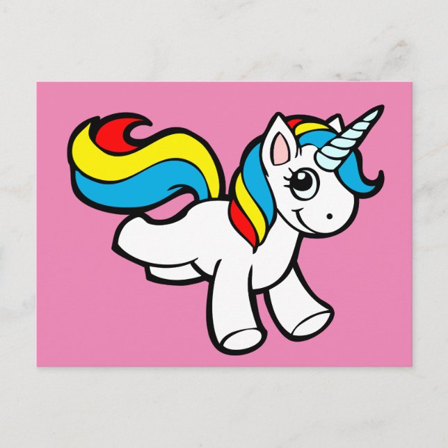 Rainbow unicorn toon vykort (Framsida)
