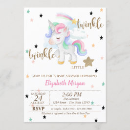 Rainbow Unicorn,Twinkle Little Star Baby Shower Inbjudningar
