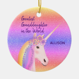 Rainbow Unicorn, Underbarare namn för farmor Julgransprydnad Keramik