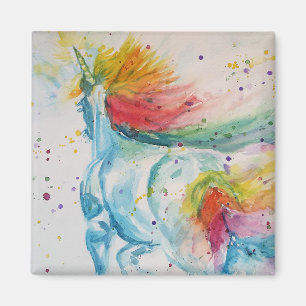 Rainbow Unicorn unicorns art Watercolor Magnet