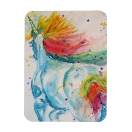Rainbow Unicorn unicorns art Watercolor Magnet