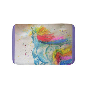 Rainbow Unicorn unicorns Watercolor Bath Mat Badrumsmatta