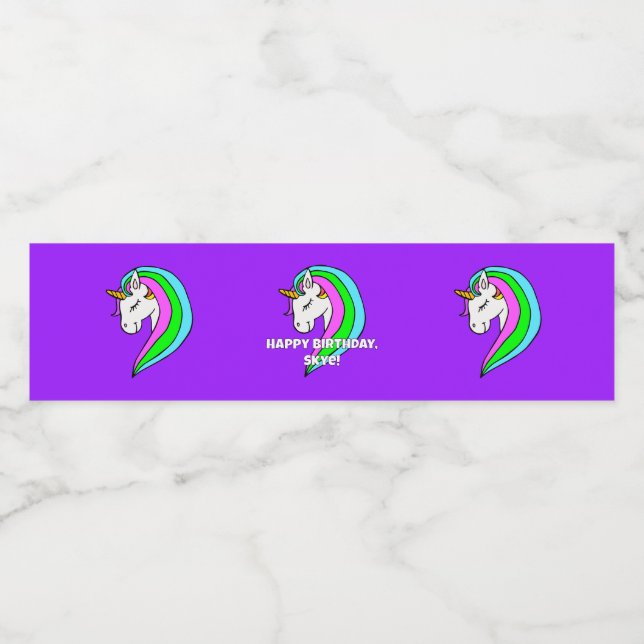 Rainbow Unicorn Vattenflaskor Etikett (Singel etikett)