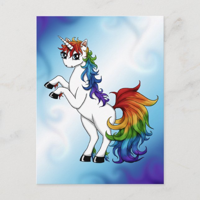 Rainbow Unicorn Vykort (Framsida)