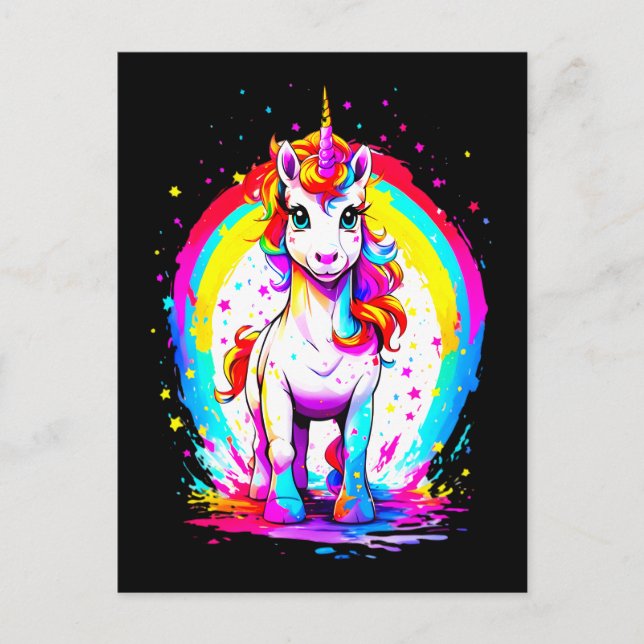 Rainbow unicorn vykort (Framsida)