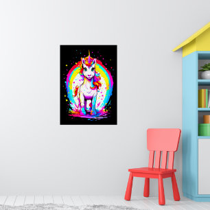 Rainbow Unicorn-vykort Poster