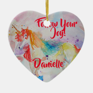 Rainbow Unicorn Watercolor Barn Namn Dekoration