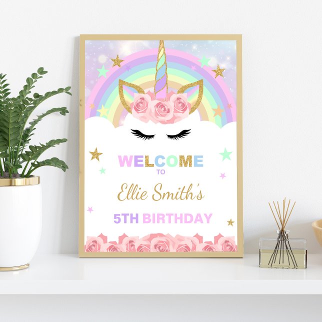 Rainbow Unicorn Welcome Signs Poster (Rainbow Unicorn Welcome Signs)