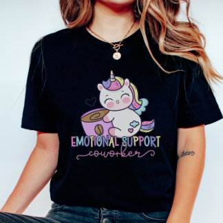 Rainbow Unicorn Work Bestie Emotional Support T Shirt