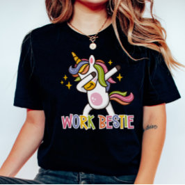 Rainbow Unicorn Work Bestie Emotional Support T Shirt