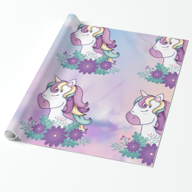 Rainbow Unicorn Wrapping Papper Presentpapper (Utrullad)