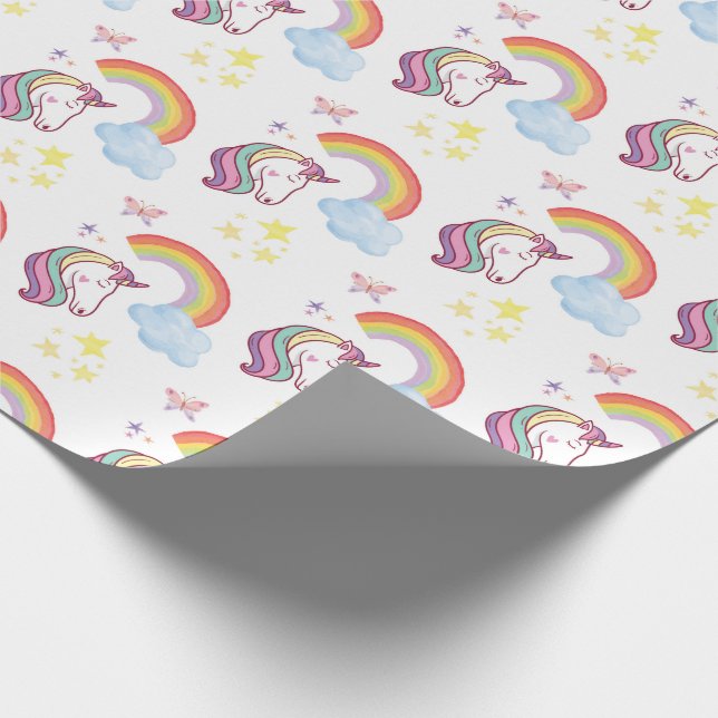 Rainbow & Unicorn Wrapping Papprare Gift Wrap Presentpapper (Hörn)