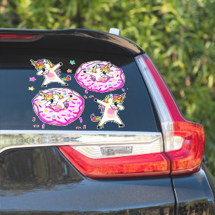 Rainbow Unicorns Dab Dance Donut Party Klistermärken