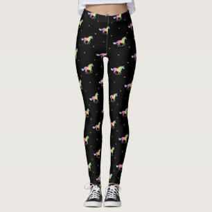 Rainbow Unicorns & Guld Star Mönster Leggings